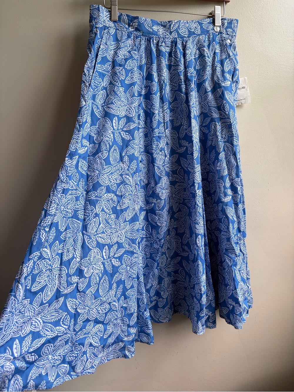 Vintage Dead stock Blue Floral A-Line Women's Skirt